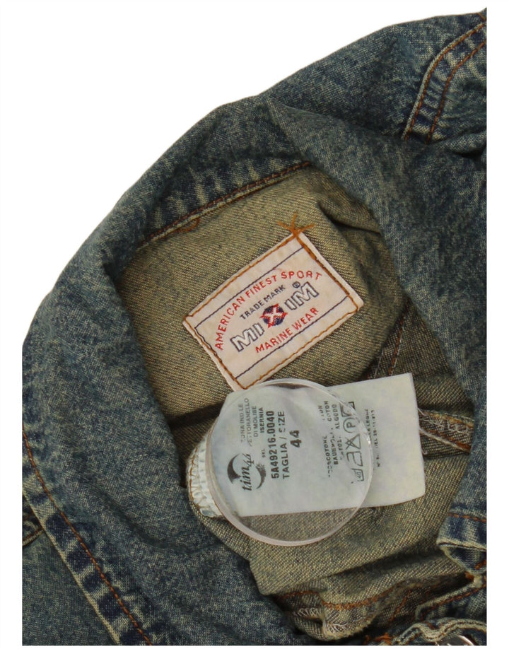 Укороченная женская джинсовая куртка VINTAGE IT 44, хлопок среднего синего цвета