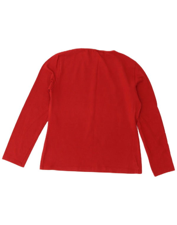 Trussardi Jeans Womens Top Long Sleeve UK 18 XL Red Cotton