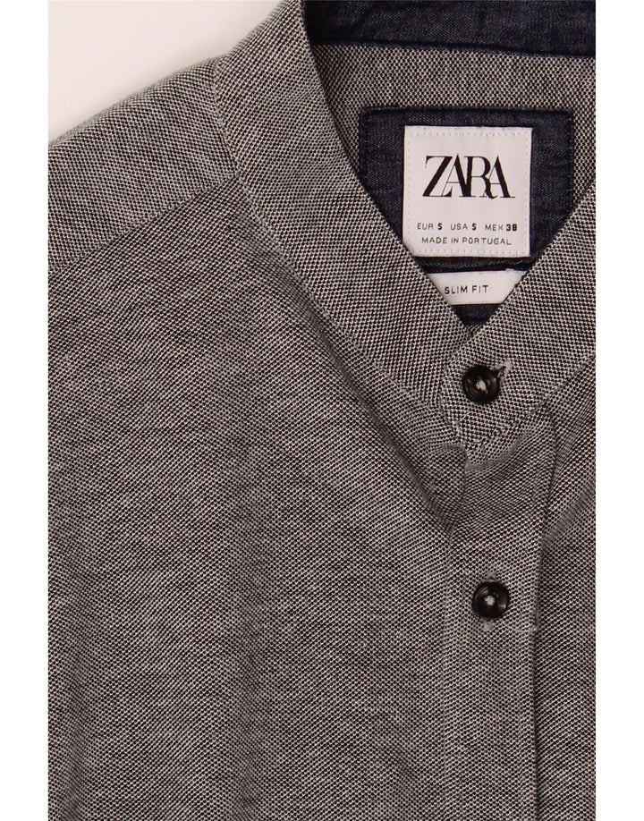 ZARA Mens Slim Fit Short Sleeve Shirt Small Grey Vintage Zara and Second-Hand Zara from Messina Hembry 