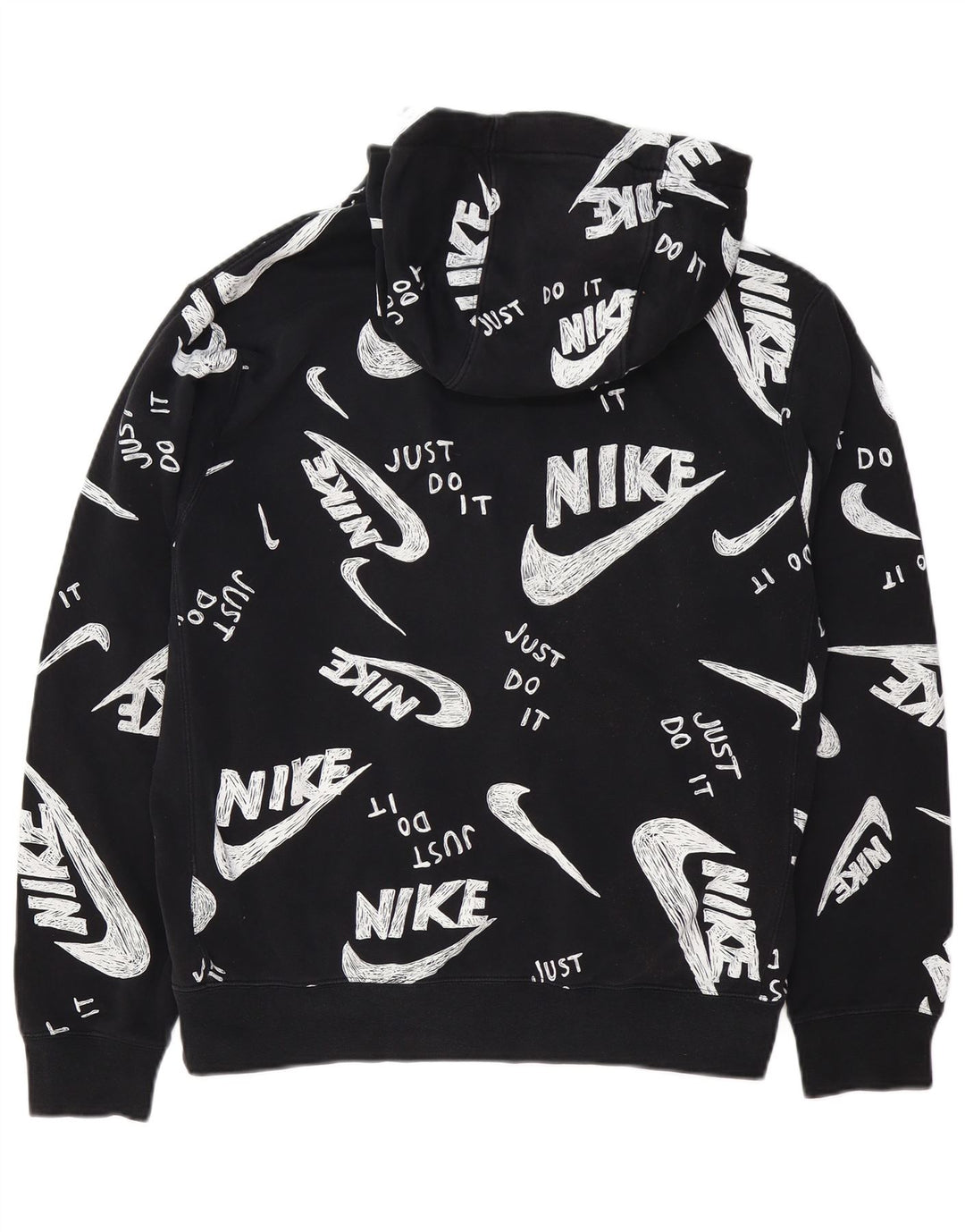 Мужской джемпер с капюшоном с рисунком Nike, средний черный, хлопковый