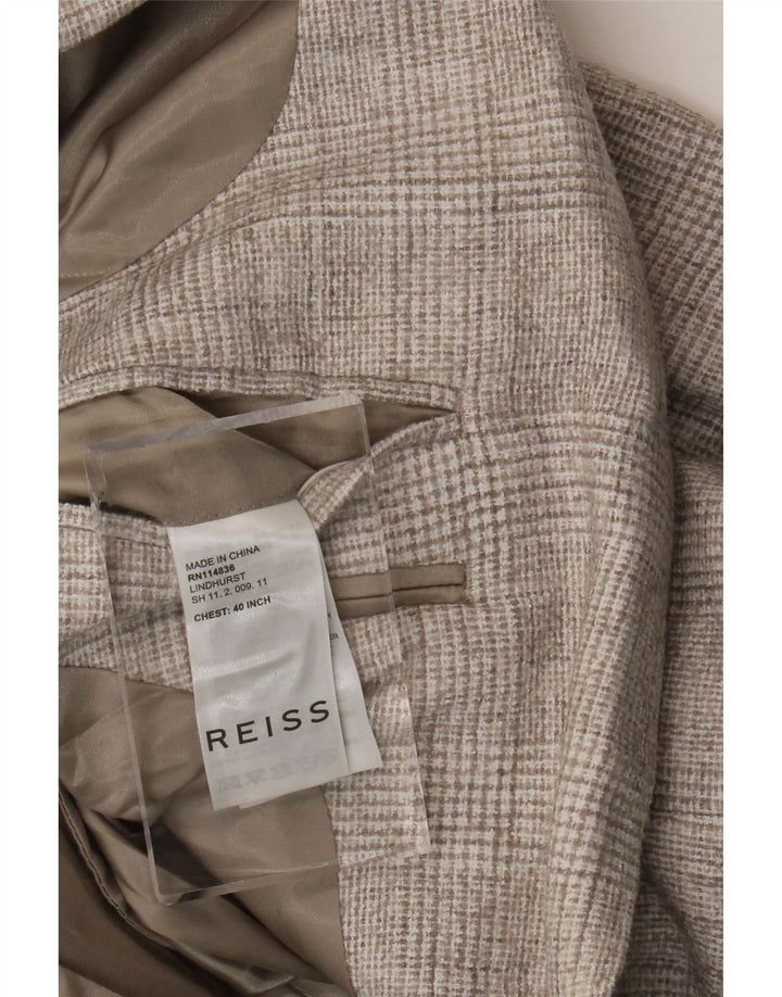 Мужской пиджак Reiss на 2 пуговицах UK 40, большой серый полиэстер в клетку