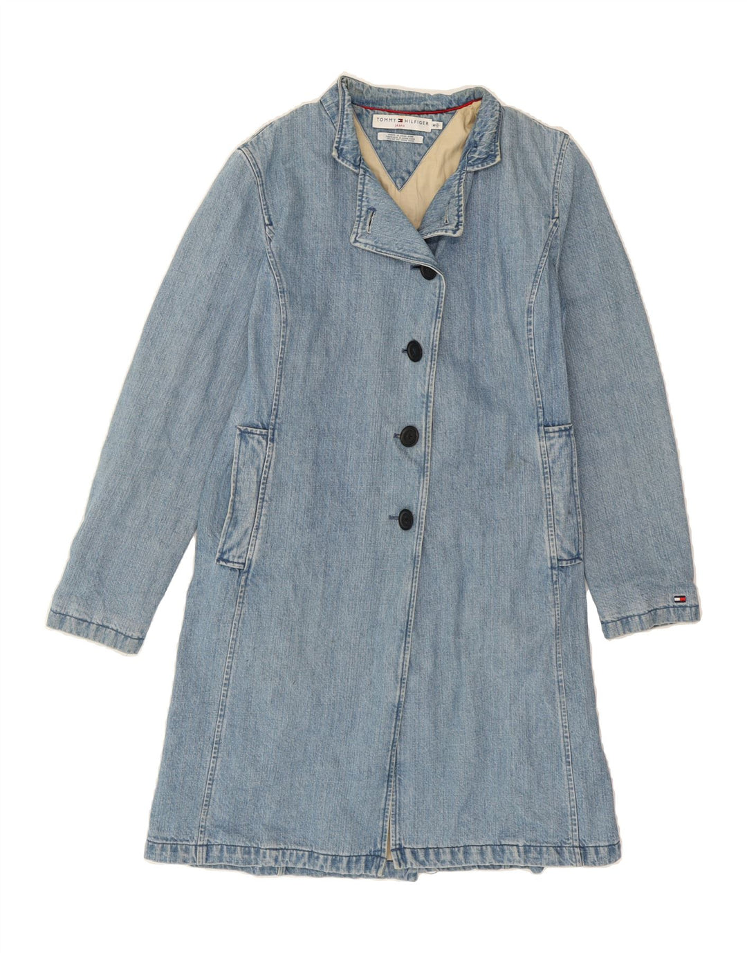 TOMMY HILFIGER Womens Denim Coat UK 14 Medium Blue Cotton Vintage Tommy Hilfiger and Second-Hand Tommy Hilfiger from Messina Hembry 