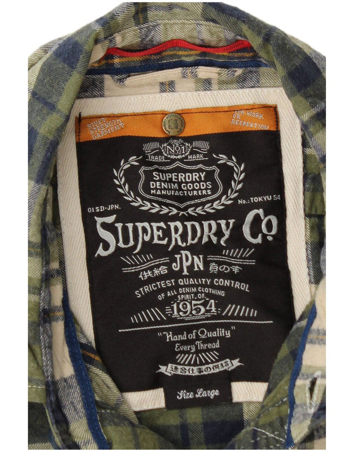 SUPERDRY Мужская фланелевая рубашка большого размера, зеленая клетка, хлопок