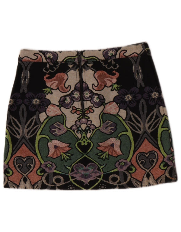 Женская мини-юбка Topshop UK 8, маленькая W28, разноцветный полиэстер с цветочным принтом