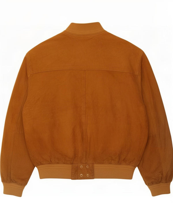Basile Mens Suede Bomber Jacket IT 52 XL Beige Leather