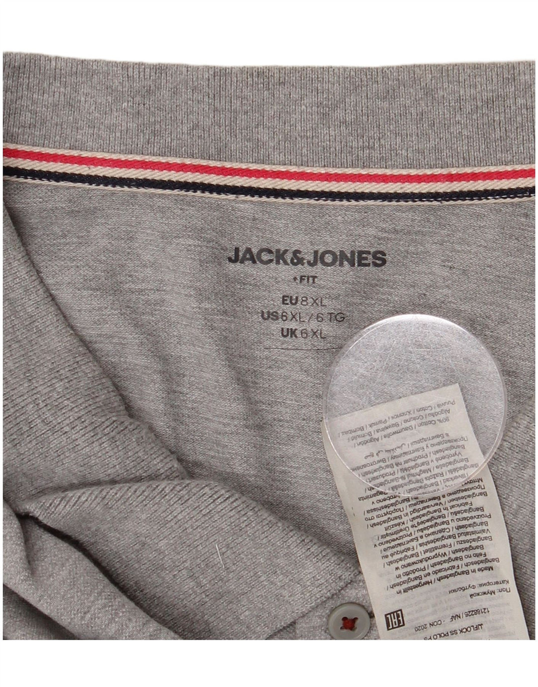 Мужская рубашка-поло Jack & Jones 6XL серая, хлопок