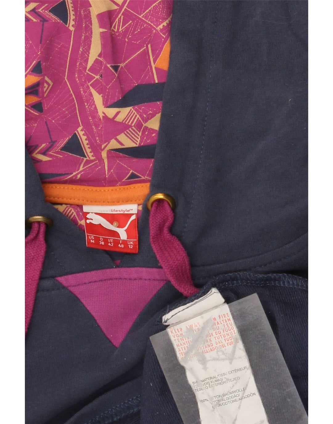 PUMA Женский укороченный джемпер с капюшоном оверсайз UK 12 Medium Navy Blue