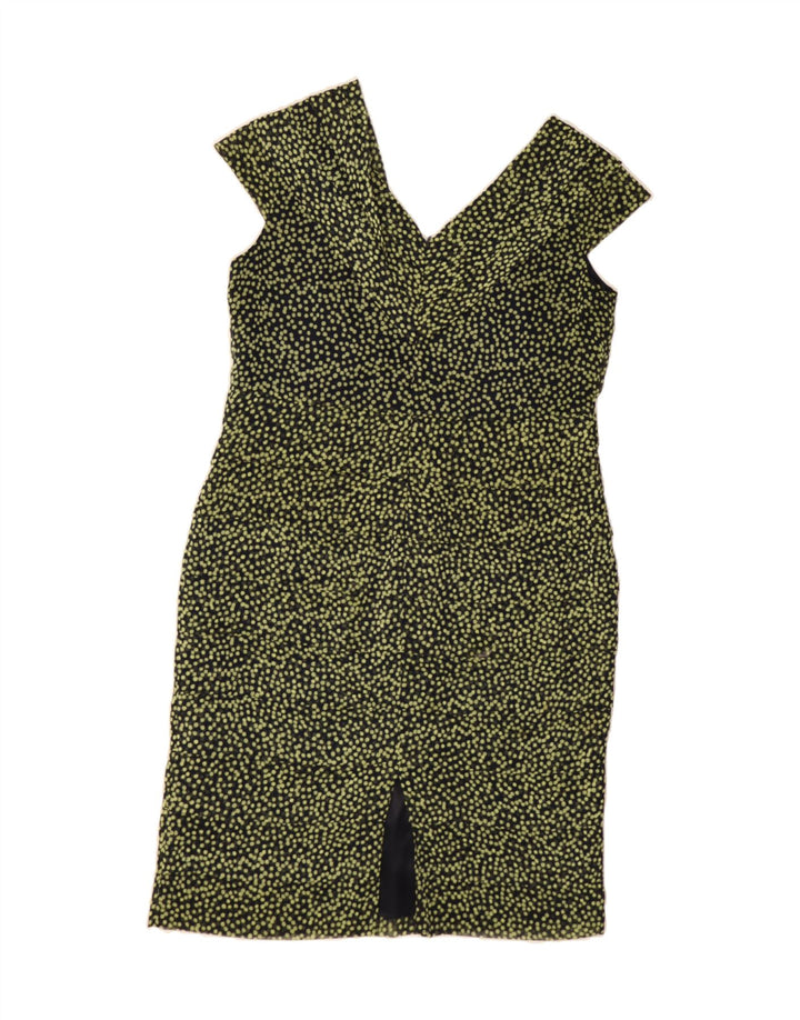 JACQUES VERT Womens Sheath Dress UK 14 Large Green Spotted Polyester Vintage Jacques Vert and Second-Hand Jacques Vert from Messina Hembry 