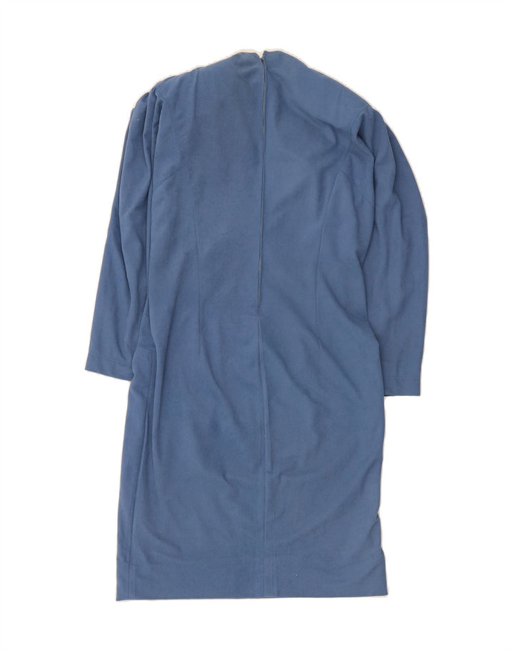 VINTAGE Womens Long Sleeve Shift Dress UK 14 Large Blue Vintage Vintage and Second-Hand Vintage from Messina Hembry 