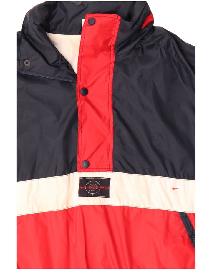 Мужская куртка-анорак Marcel Clair UK 40, большая темно-синяя с цветными блоками, полиамид