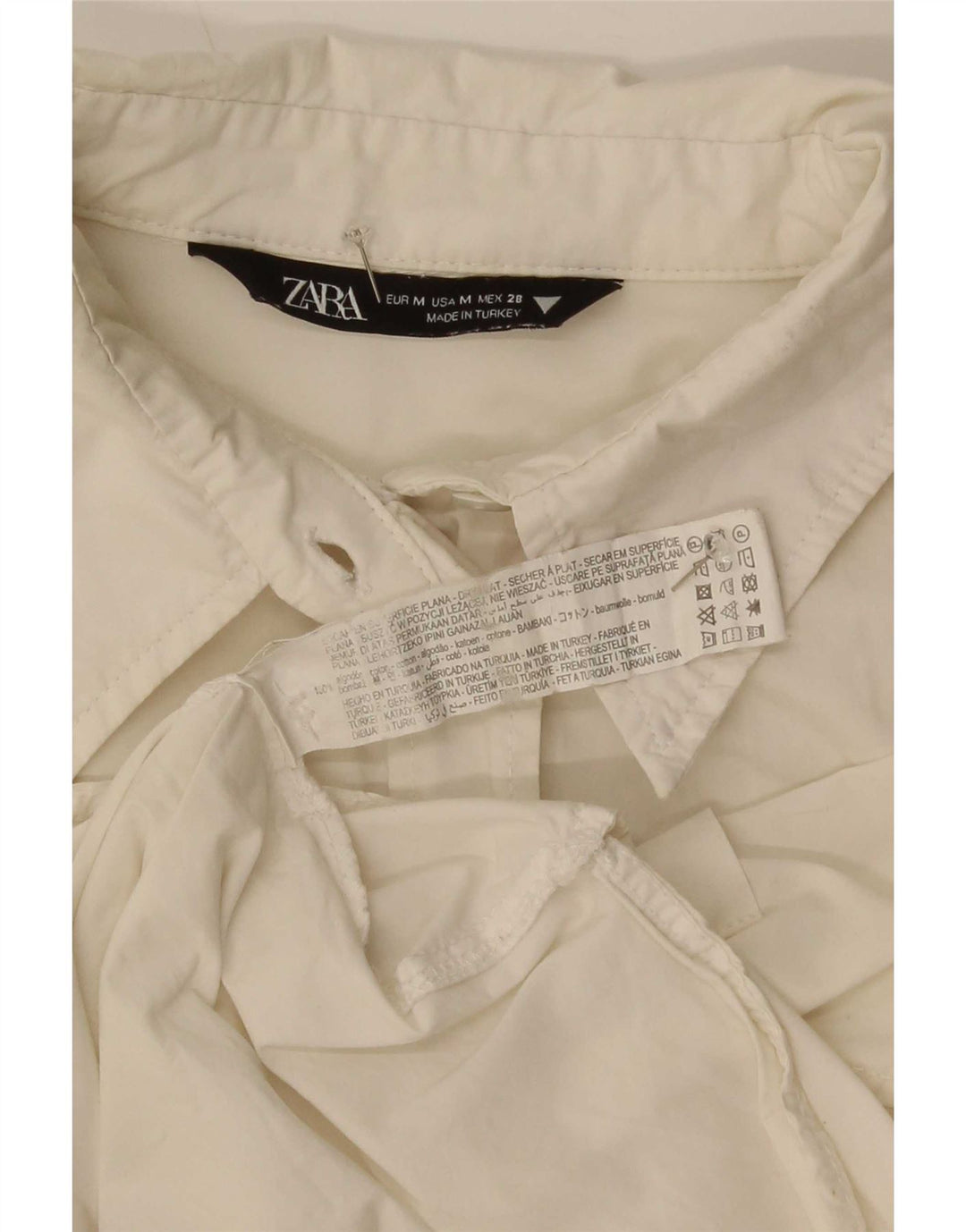 Женская рубашка оверсайз Zara UK 14, средний белый хлопок, белый цвет