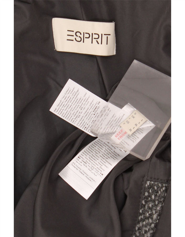 Женское пальто с капюшоном Esprit UK 16, большой серый полиэстер с крапинками