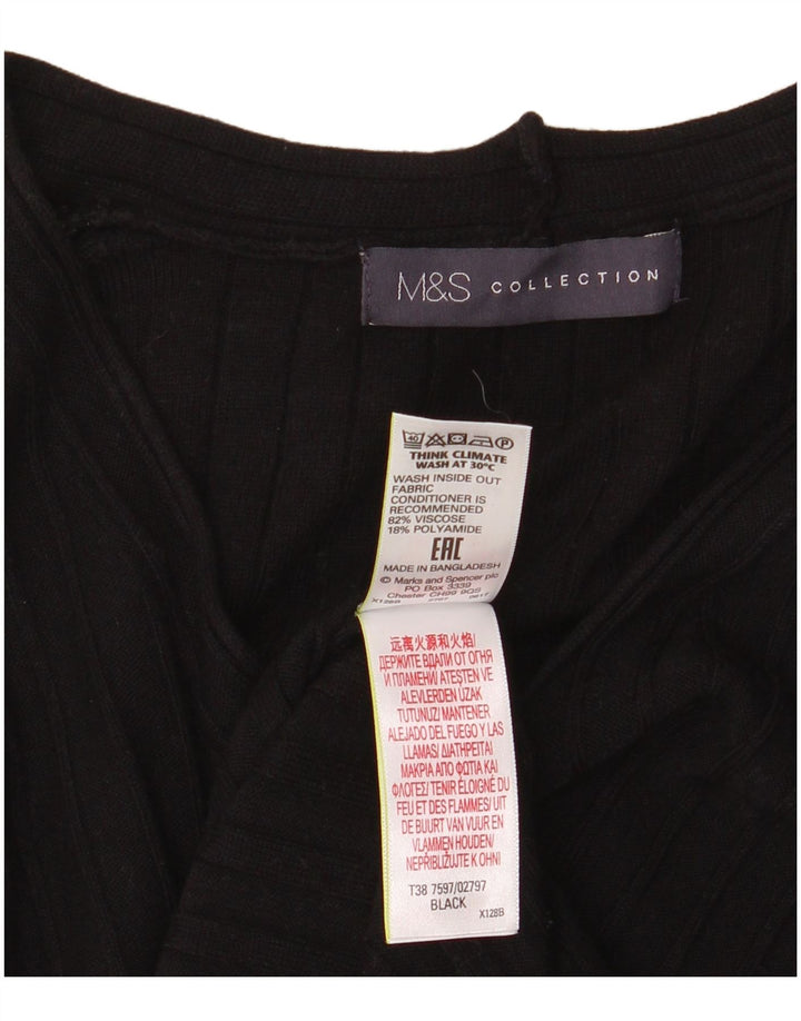 Женский джемпер с v-образным вырезом Marks & Spencer UK 8, маленький, черный, вискоза