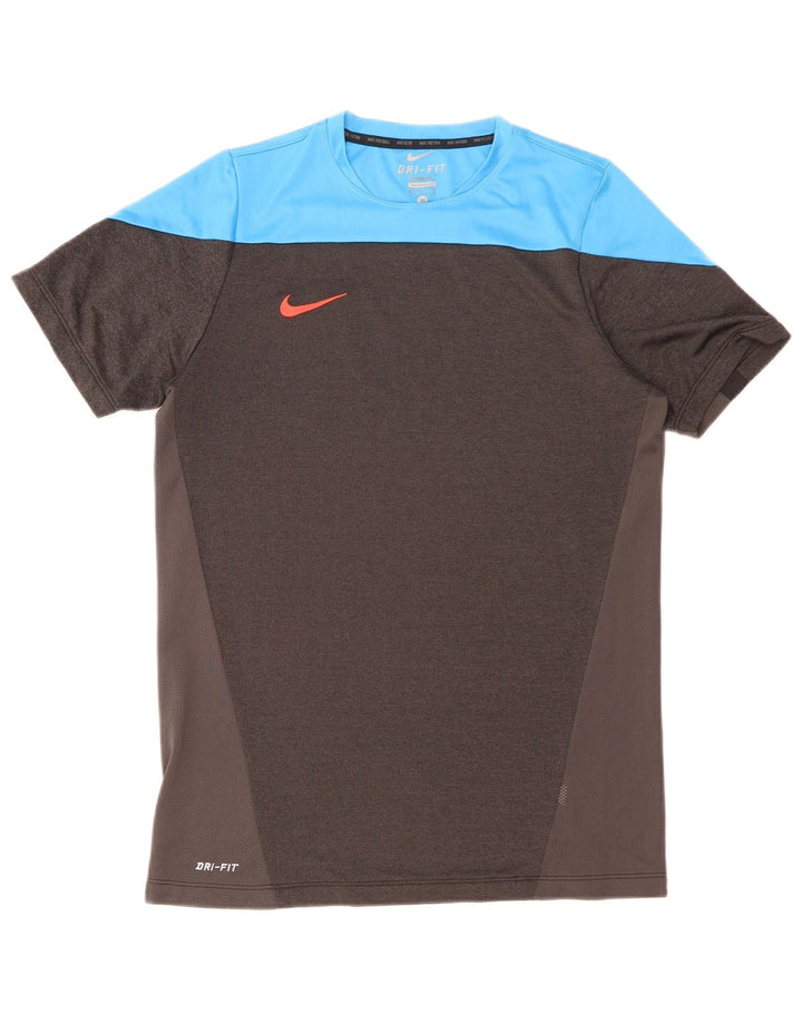 Мужская футболка Nike Dri Fit среднего серого цвета с цветными блоками