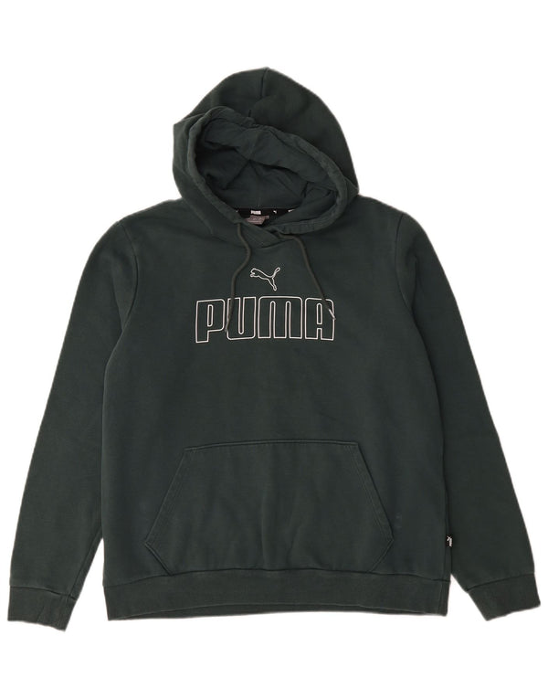Puma Womens Graphic Hoodie Jumper UK 16 Large Green Cotton