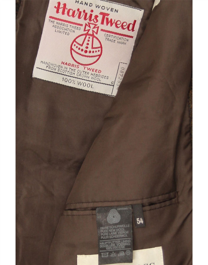 Мужской пиджак HARRIS TWEED на 2 пуговицах IT 54 2XL, коричневый в клетку, новая шерсть