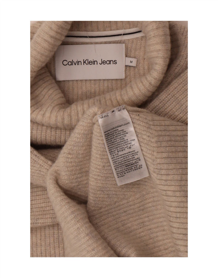 Мужской джемпер с высоким воротником Calvin Klein Jeans, средний бежевый шерстяной свитер