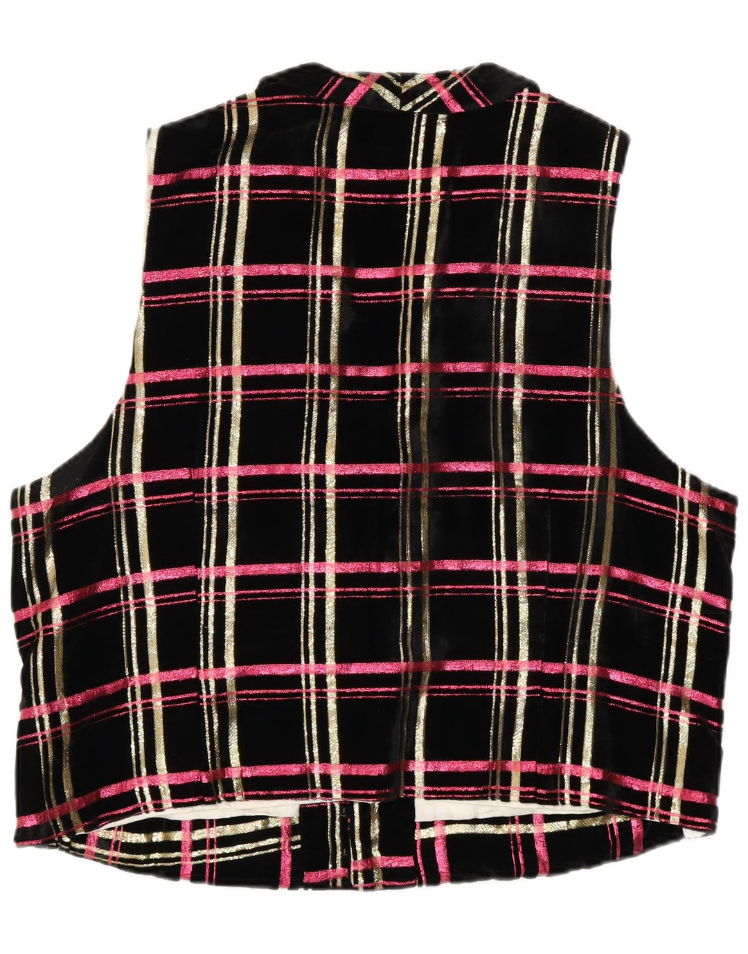 ВИНТАЖНЫЙ женский бархатный жилет UK 18 XL, черный в клетку