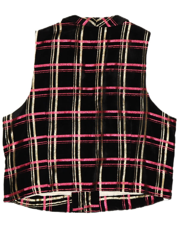 ВИНТАЖНЫЙ женский бархатный жилет UK 18 XL, черный в клетку