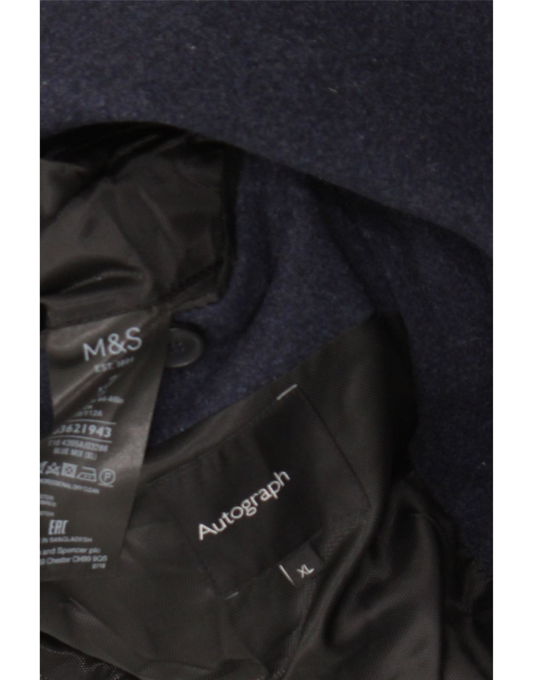 Мужское пальто Marks & Spencer UK 42 XL темно-синее шерстяное