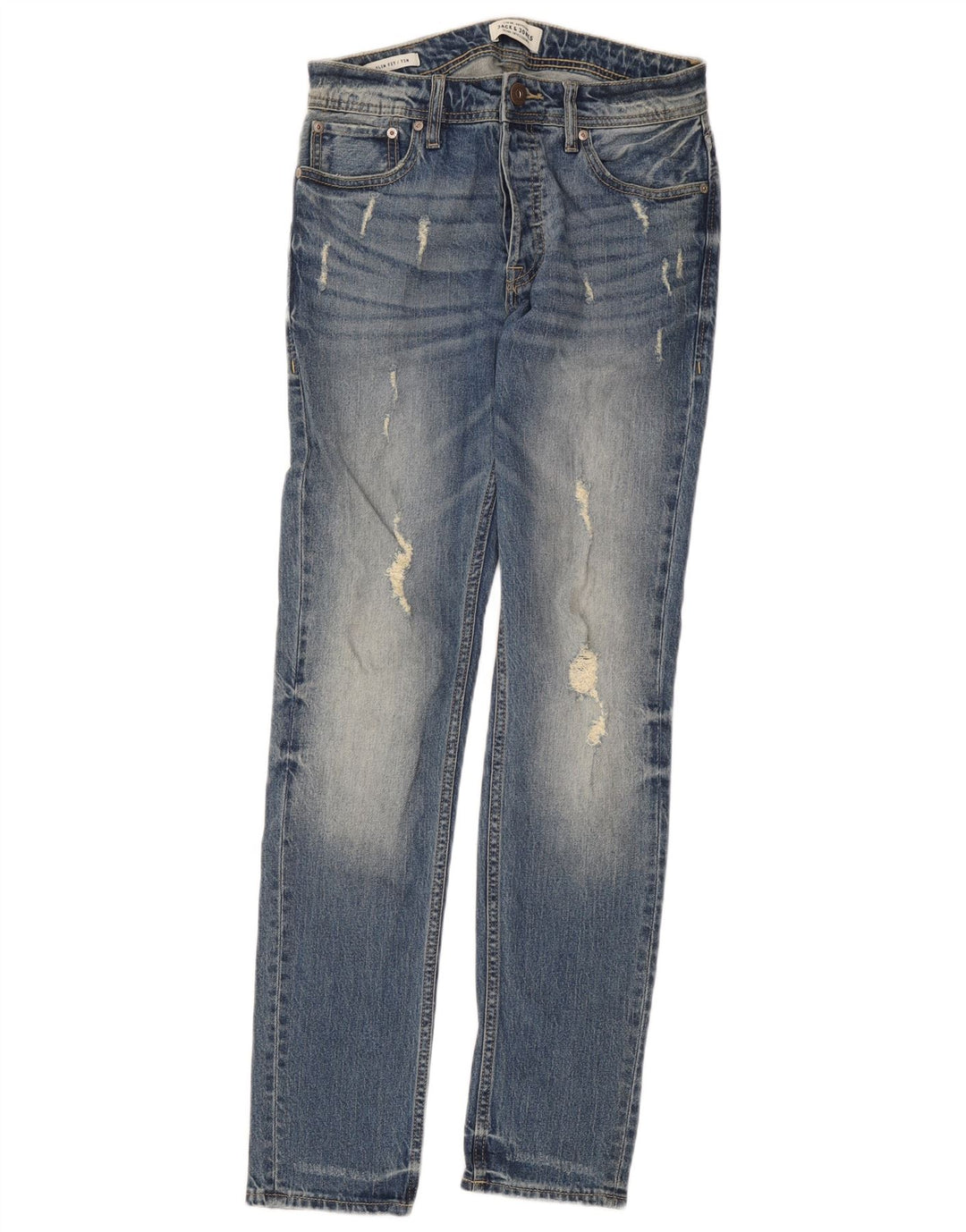 Мужские потертые узкие джинсы Jack & Jones Tim W27 L32 синие