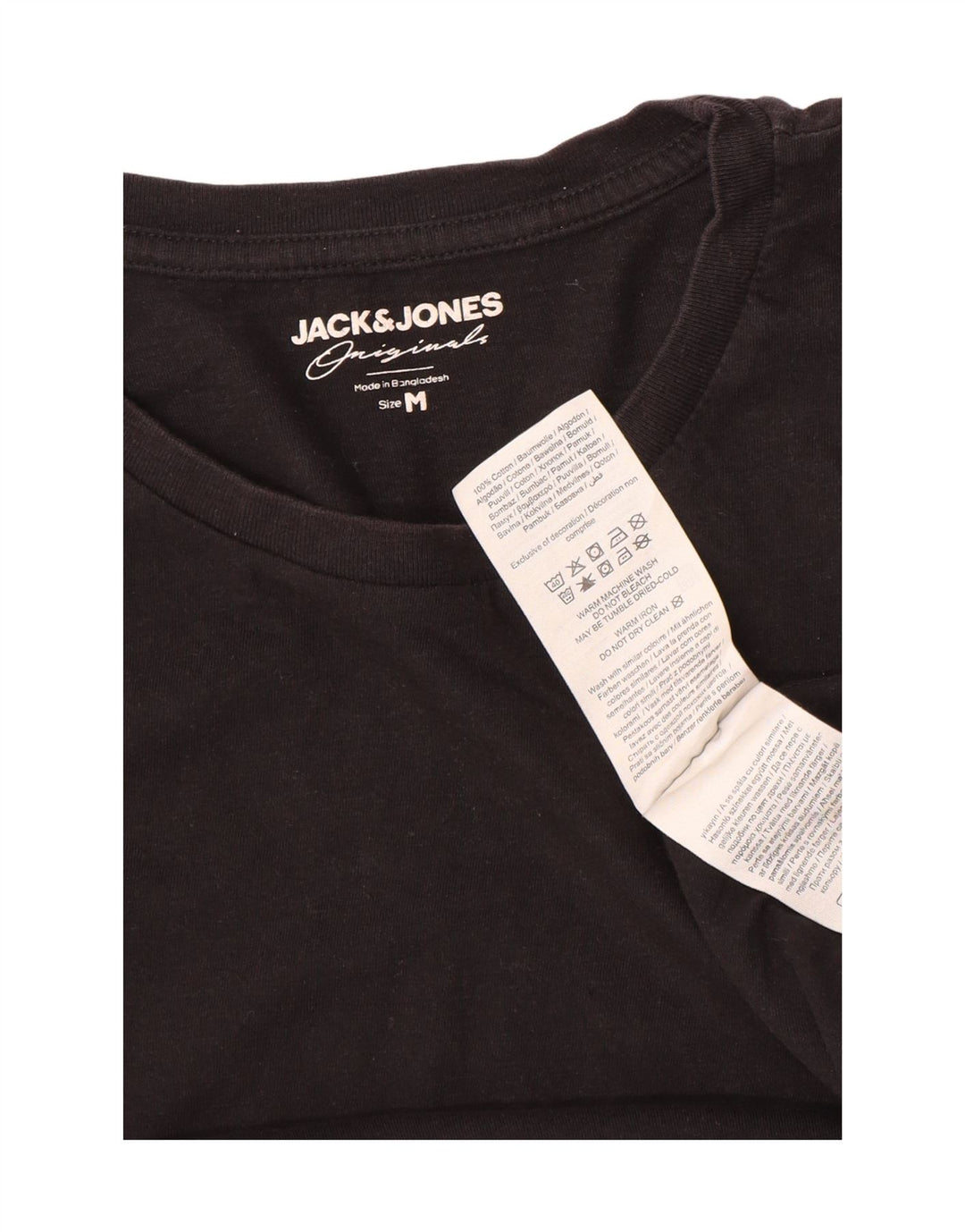 Мужская футболка Jack & Jones из хлопка среднего размера, черная