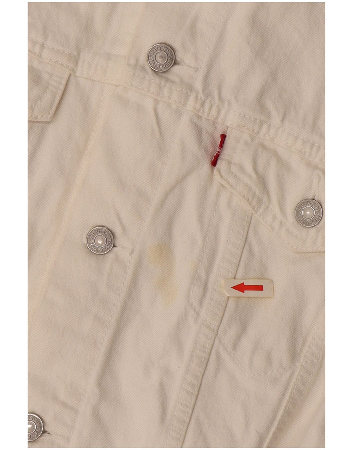 Женский укороченный джинсовый жилет LEVI'S UK 16, большой белый хлопок