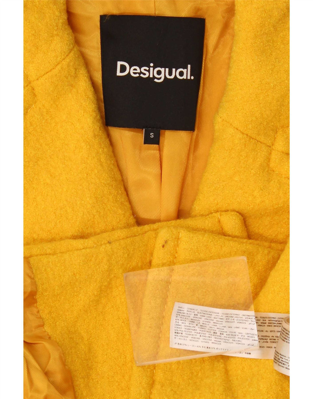 Женское полупальто Desigual UK 10, маленькое желтое, шерсть