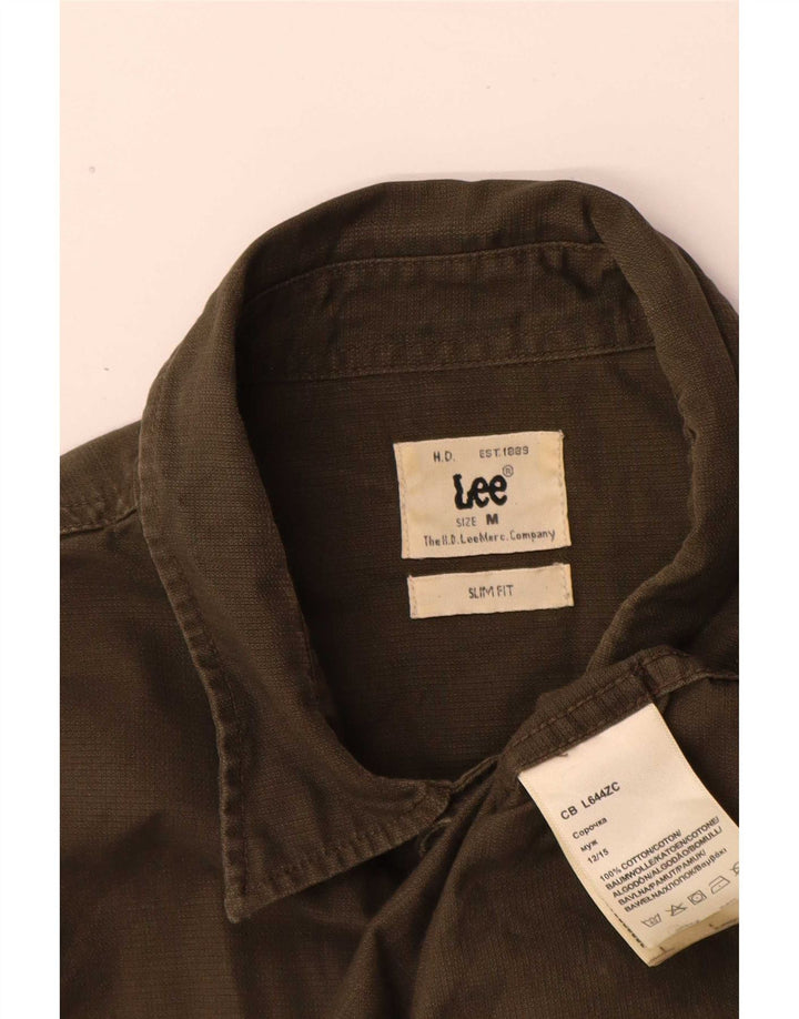 Мужская рубашка Lee Slim Fit из хлопка среднего цвета хаки