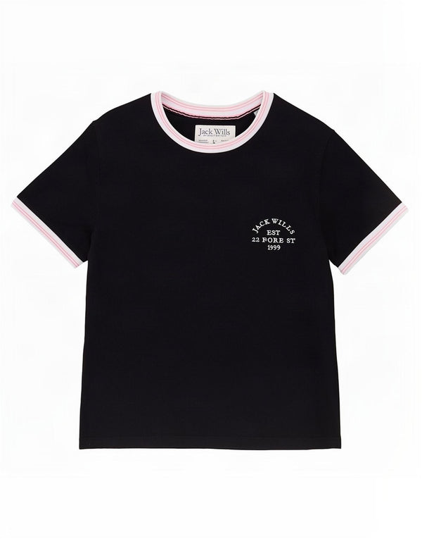 Женская футболка с рисунком Jack Wills Top UK 12, средний темно-синий хлопок