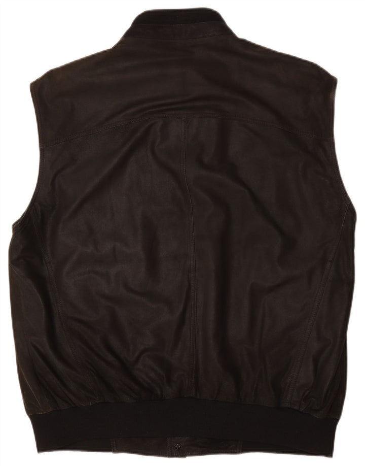 Мужской кожаный жилет Striwa IT 58 4XL, черный кожаный