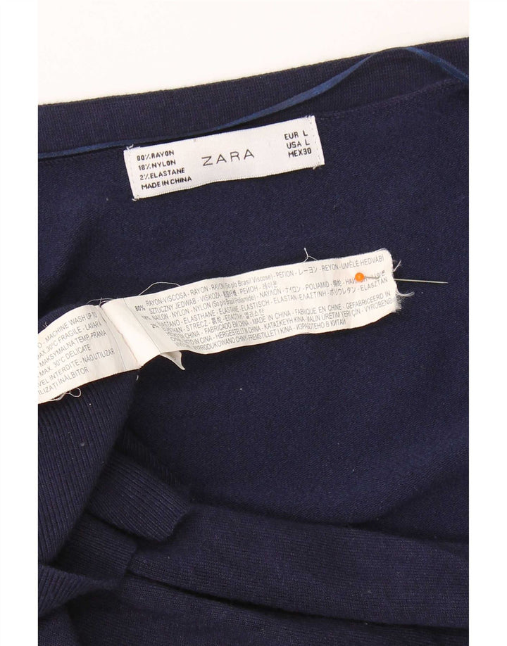 Женский кардиган Zara UK 16, большой темно-синий вискоза