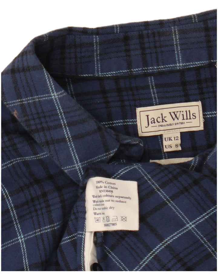 Женская фланелевая рубашка JACK WILLS UK 12, средний темно-синий цвет в клетку, хлопок