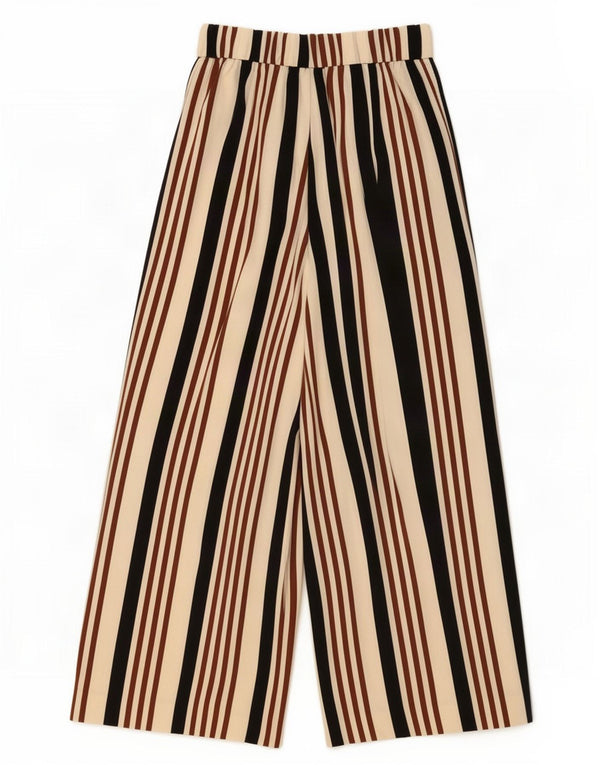 Женские повседневные широкие брюки Zara XS W24 L24, полиэстер в бежевую полоску