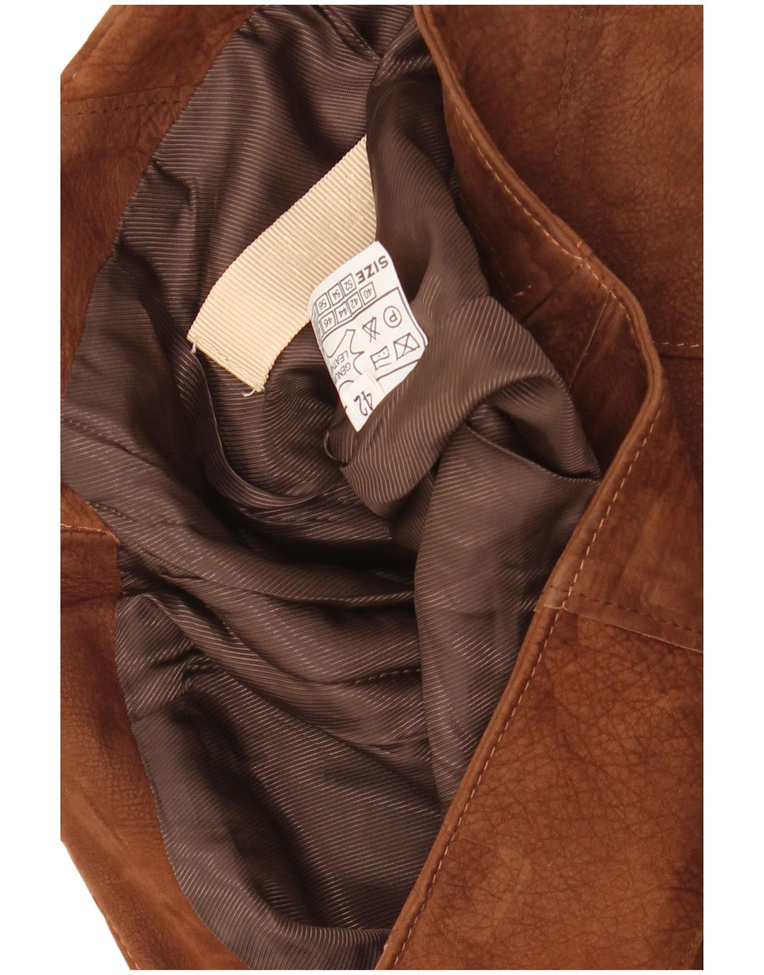 Юбка женская кожаная VINTAGE IT 42 Medium W30 Коричневая кожа в стиле пэчворк