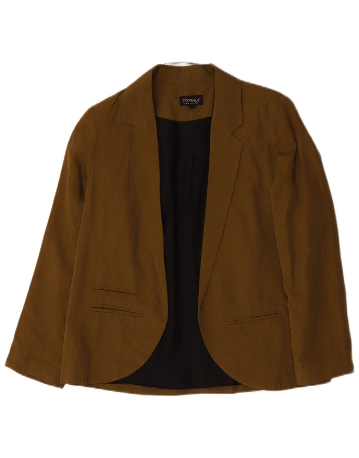 TOPSHOP Женский открытый пиджак оверсайз, UK 10, маленький, хаки, лиоцелл