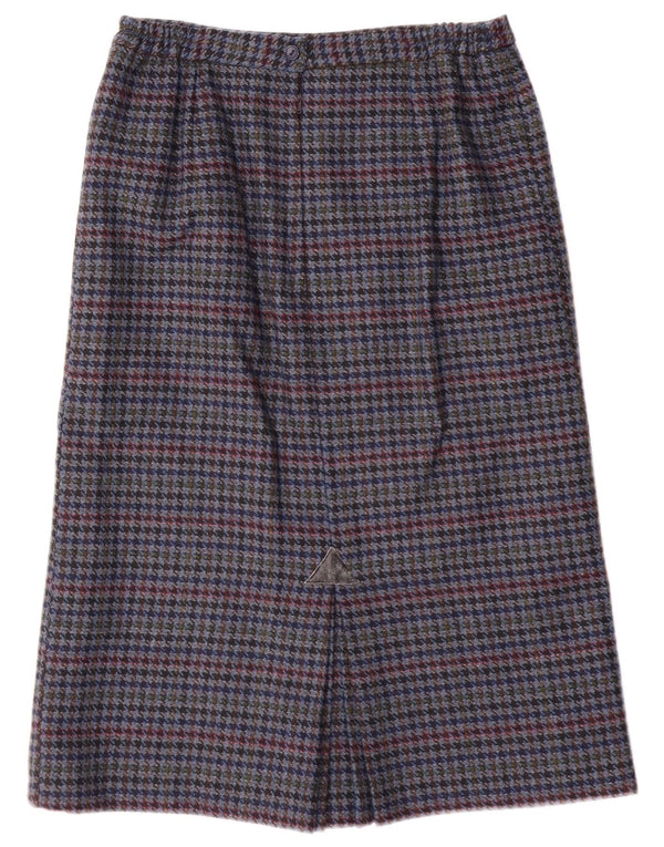 Винтажная женская юбка-карандаш UK 14, средний размер W28, синяя с узором «гусиные лапки»