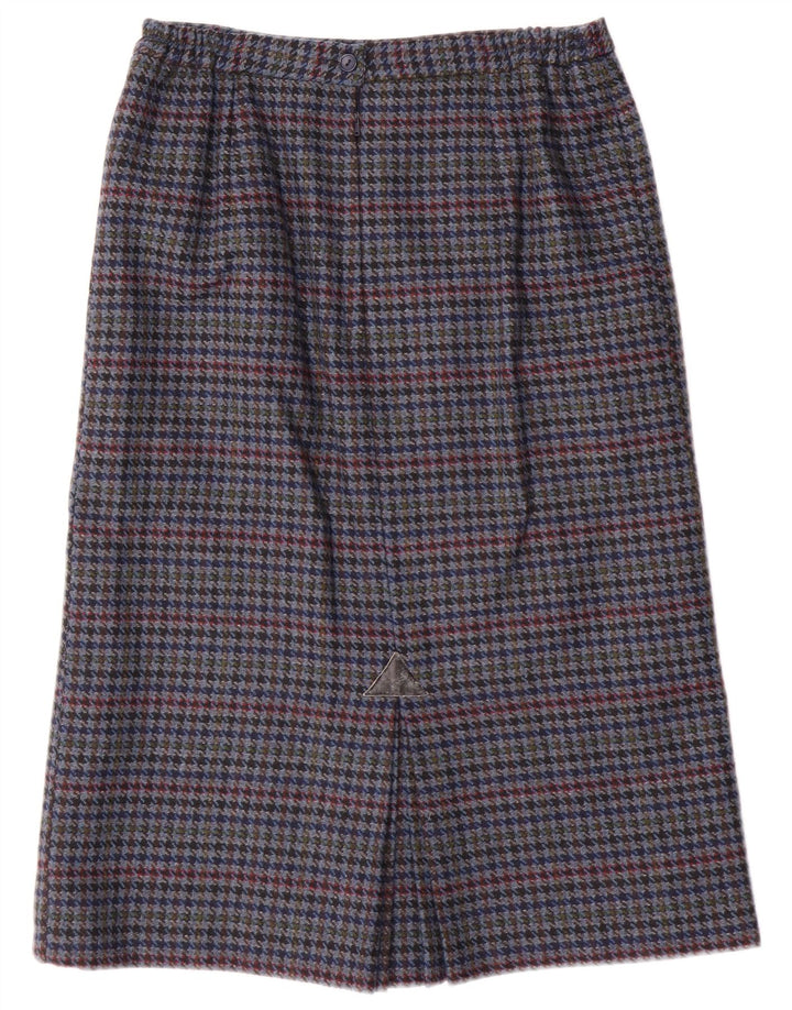 Винтажная женская юбка-карандаш UK 14, средний размер W28, синяя с узором «гусиные лапки»