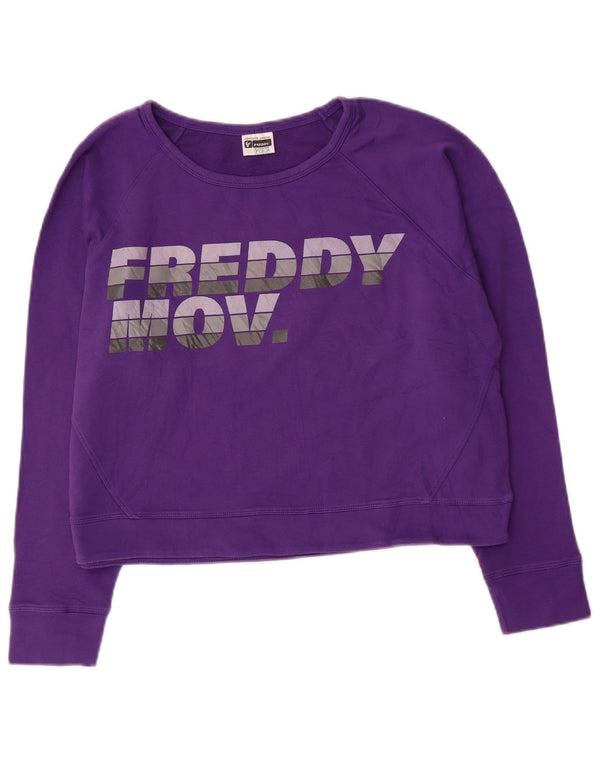 Женский укороченный свитшот с рисунком Freddy, хлопковый джемпер UK 12, средний фиолетовый