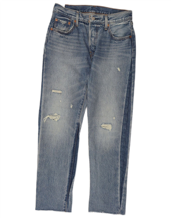 LEVI'S Womens 501 Straight Jeans W25 L28 Blue Cotton