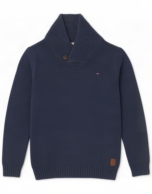 Мужской джемпер с отложным воротником Tommy Hilfiger, размер 2XL, темно-синий, хлопок