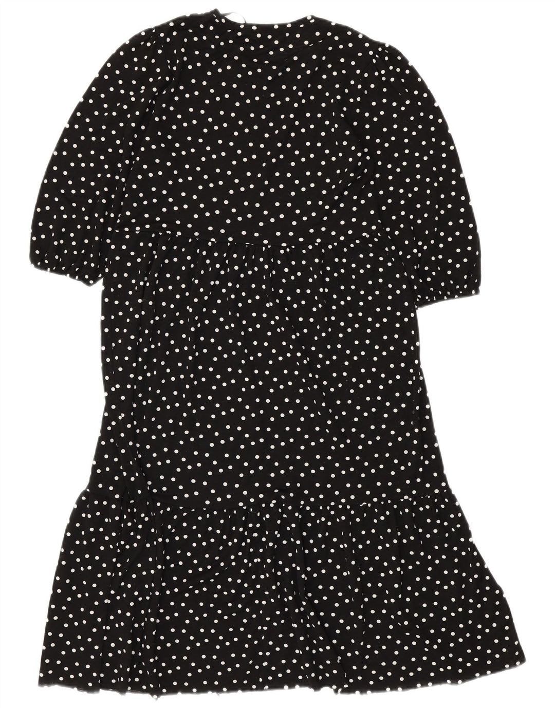 ZARA Womens Tiered Dress UK 10 Small Black Polka Dot Polyester