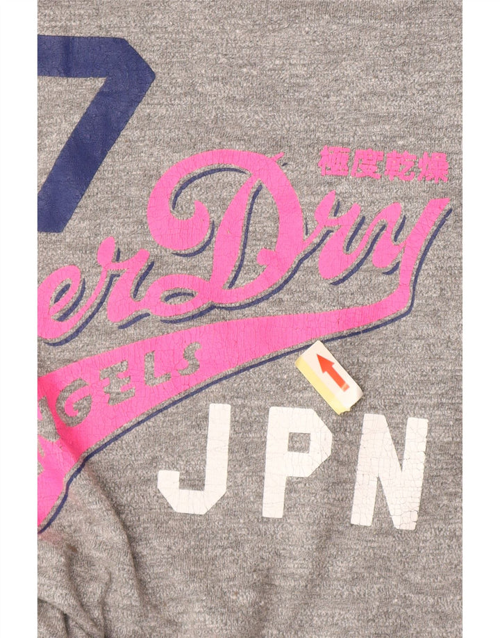 Женская футболка с рисунком Superdry Top UK 14, большой серый хлопок