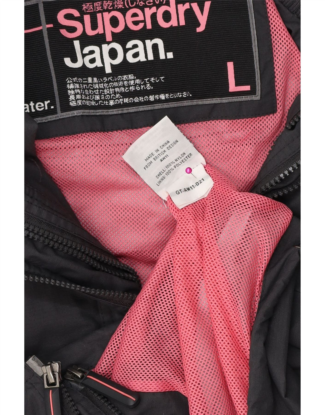 SUPERDRY Женская дождевик с графическим рисунком UK 16, большой серый полиэстер