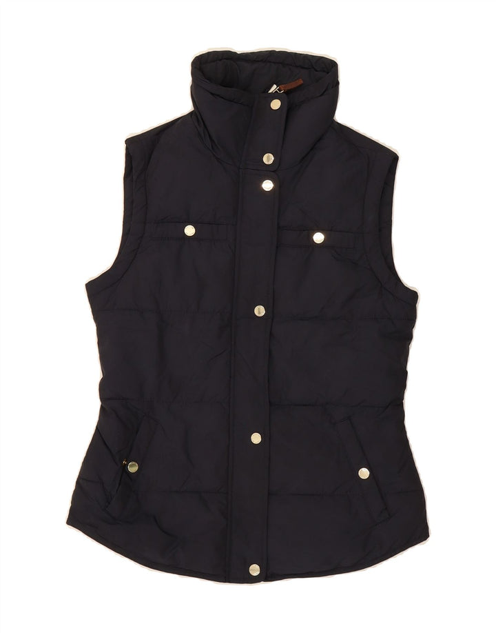MASSIMO DUTTI Womens Hooded Padded Gilet UK 10 Small Navy Blue Polyester Vintage Massimo Dutti and Second-Hand Massimo Dutti from Messina Hembry 