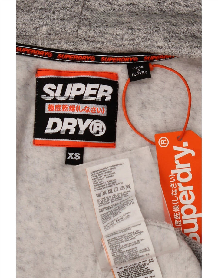 SUPERDRY Мужской свитер свободного кроя с капюшоном на молнии с рисунком XS, серый хлопок с крапинками