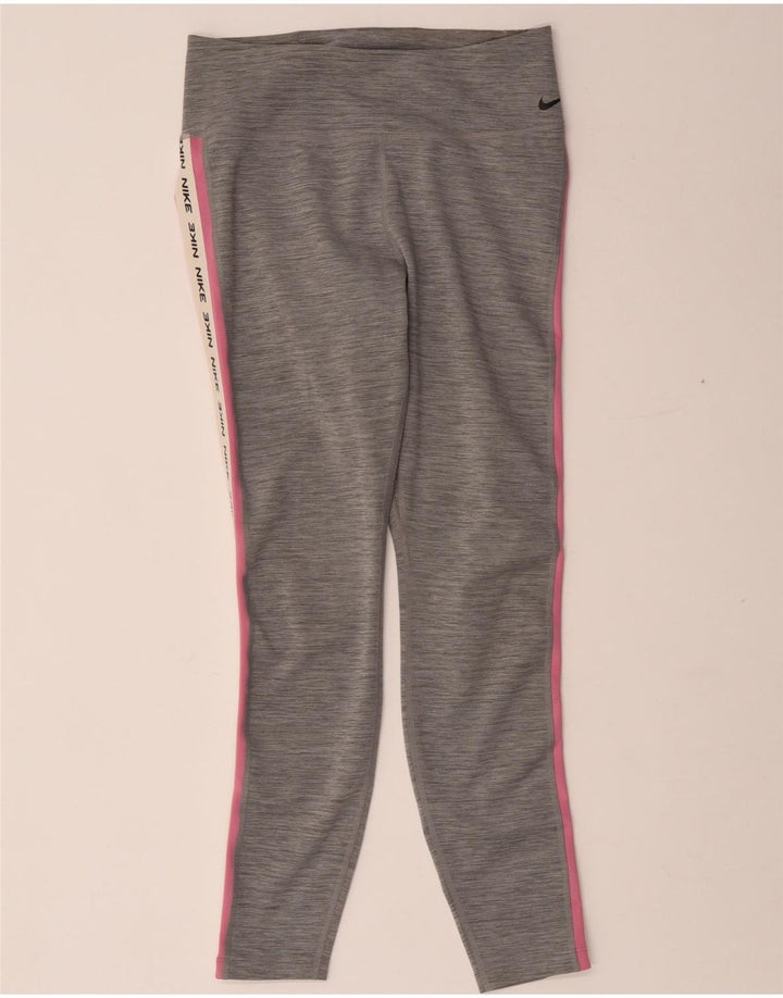Женские леггинсы с рисунком Nike Dri Fit UK 12, средний серый полиэстер с крапинками