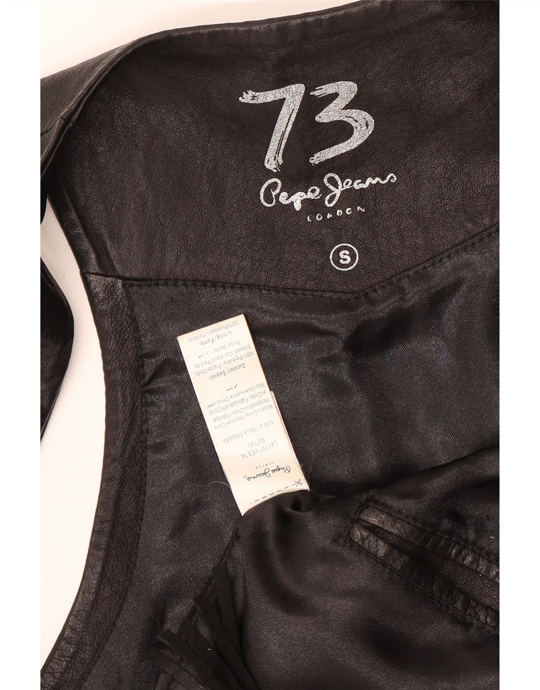 PEPE JEANS Женский кожаный жилет UK 10 маленький черный кожаный ковбой