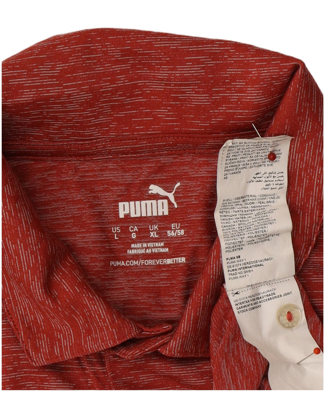 PUMA Mens Polo Shirt XL Red Flecked Polyester