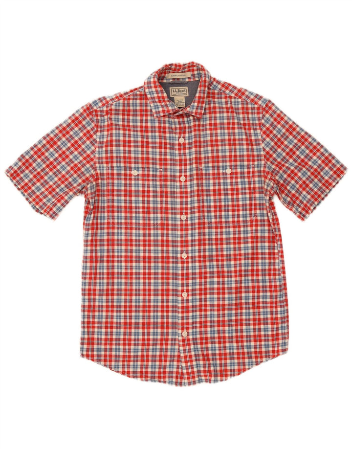 L.L.Bean Мужская рубашка с коротким рукавом, маленькая красная клетка, хлопок